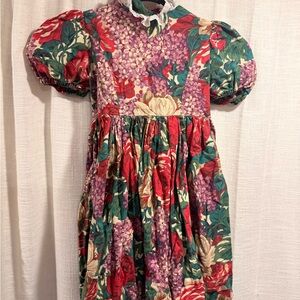 Vintage Floral Puff Sleeve Dress